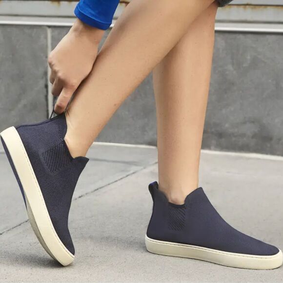 Rothy's Limited Edition Chelsea Nightfall Navy Blue High Top Sneakers Size 8.5 - Picture 1 of 8